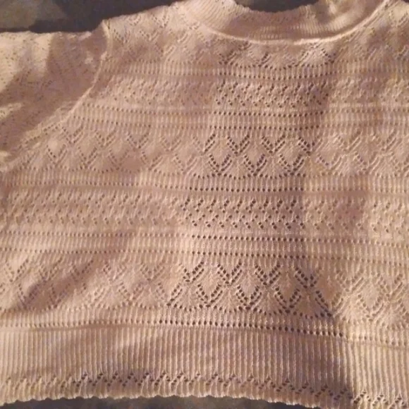 JACLyn Smith sweater Open front Pointelle knit shrug 1X white Y2K style - Picture 10 of 10